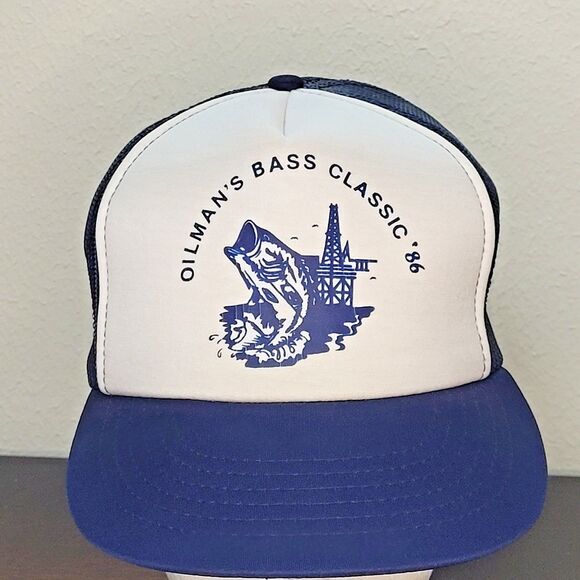 Vintage Snapback Hat Mesh Trucker Oilmans Bass Classic 86 Cap Adult Supercap - Picture 2 of 16